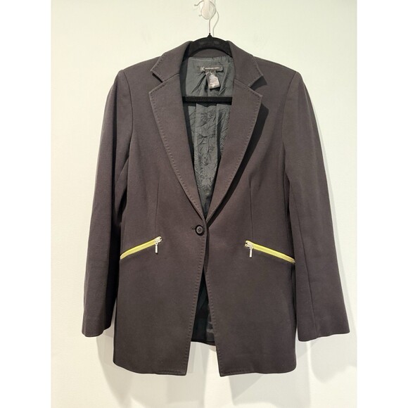 INC Blazer Womens 6 Black Jacket Workwear Academia Minimalist Pockets Preppy - Picture 1 of 6